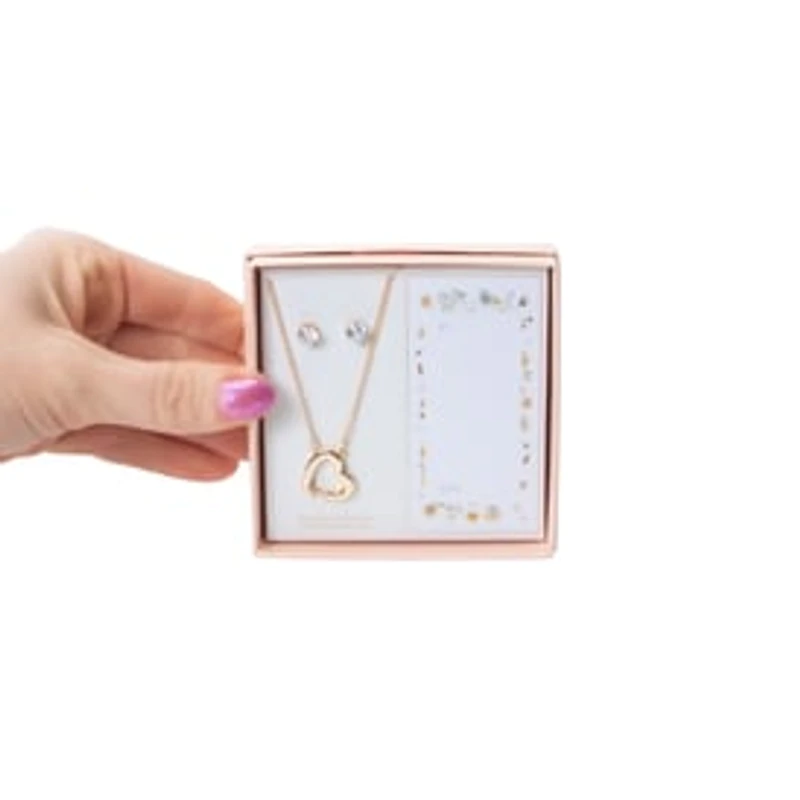 Heart Necklace & Earring Set With Removable Card