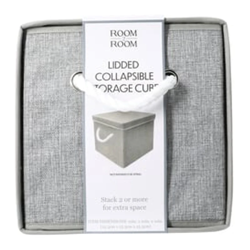 Collapsible Fabric Storage Cube With Rope Handles 10in
