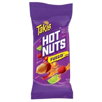 Takis Hot Nuts Fuego Double Crunch Peanuts, Hot Chili Pepper And Lime Artificially Flavored Peanuts, 3.2oz Bag