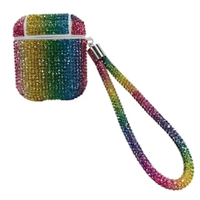 Bling Case With Wristlet For Airpods® 1 & 2 - Rainbow