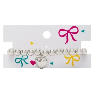 Silver Beaded Heart Bracelet