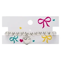 Silver Beaded Heart Bracelet