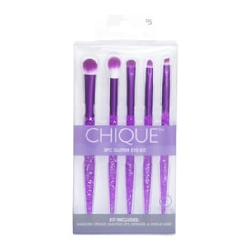 Chique™ Eye Makeup Brush Set 5-Piece - Purple Glitter
