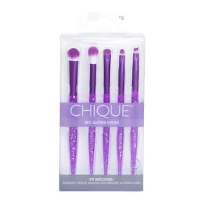 Chique™ Eye Makeup Brush Set 5-Piece - Purple Glitter