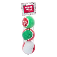 Christmas Tennis Balls Dog Toys 3-Count