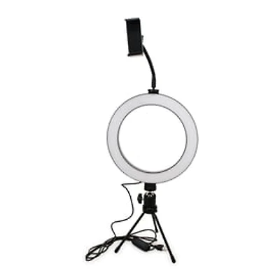 Deluxe 8in Studio Ring Light Phone Mount With inline Remote
