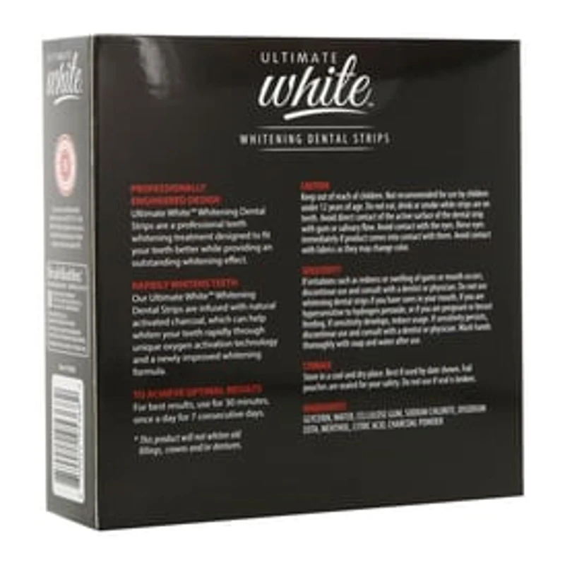 Ultimate White™ Whitening Dental Strips w/ Activated Charcoal - 7 Day Treatment