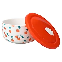Cherry Ceramic Bowl With Vented Lid