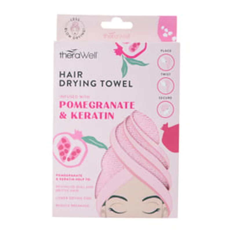 Therawell® Twirly Hair Drying Towel - Pomegranate & Keratin