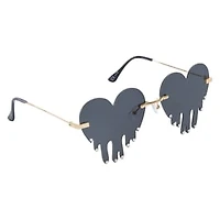 Ladies Metal Rhinestone Drip Heart Sunglasses