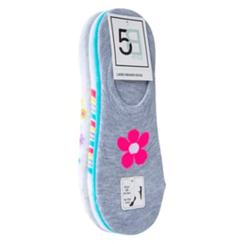 5-Pack Ladies Sneaker Socks - Flower