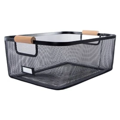 Metal Storage Bin With Plaque Label 13.3in x 10in