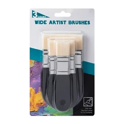Wide Artist Brushes 3-Pack Set