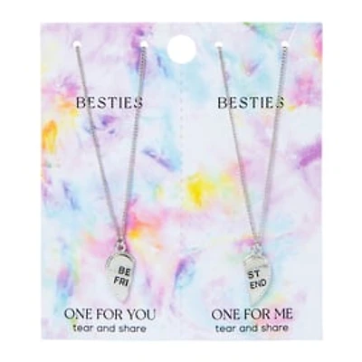 Best Friend Heart Silver Necklace Set, 2 Necklaces