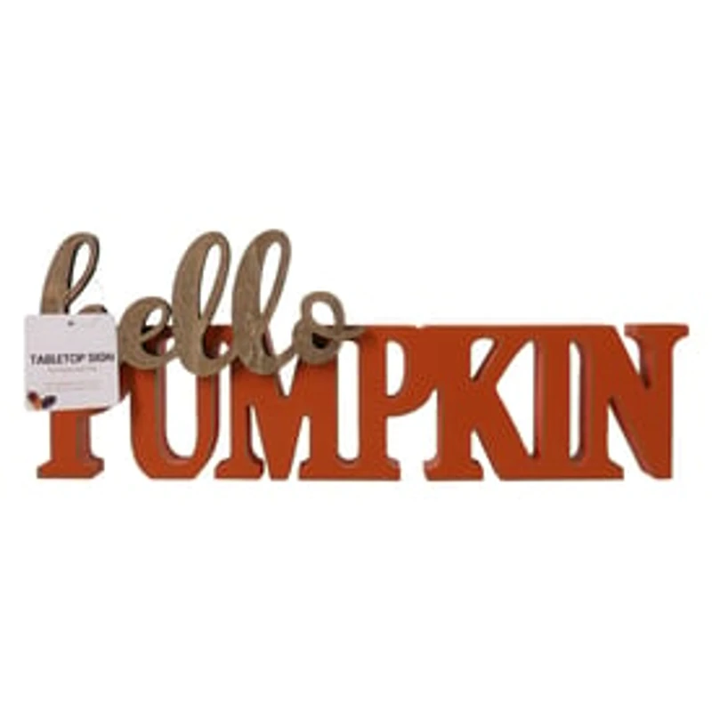Hello Pumpkin' 3D Word Sign 13.9in x 5.2in