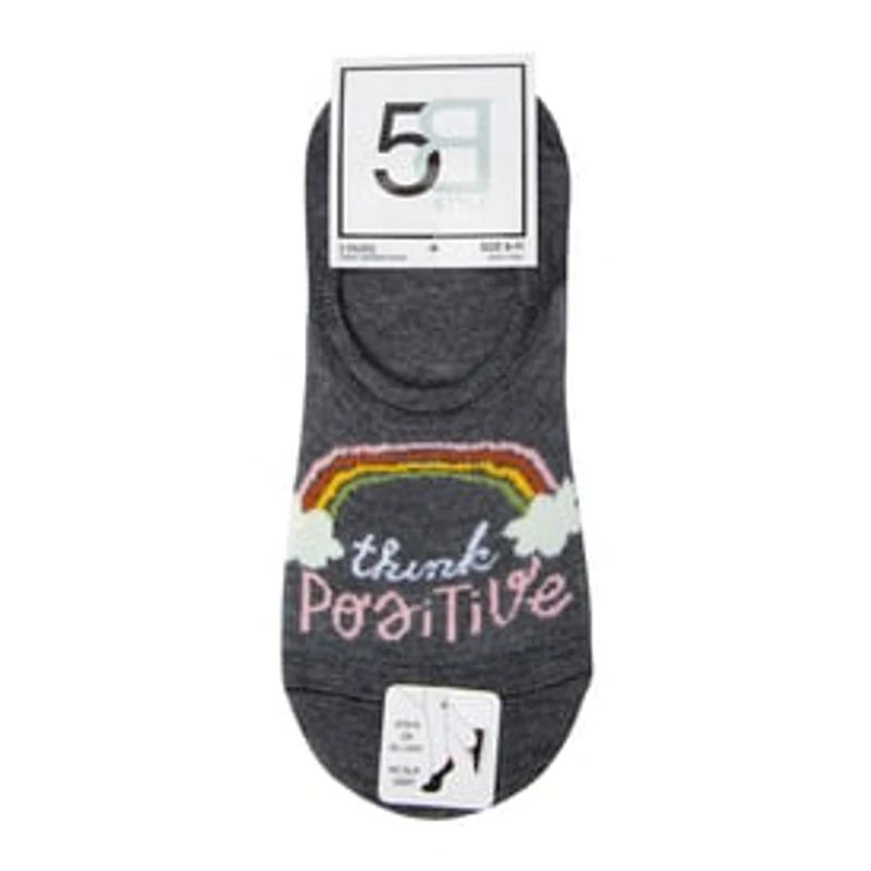 5-Pack Ladies No-Show Sneaker Socks - Think Positive