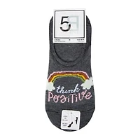 5-Pack Ladies No-Show Sneaker Socks - Think Positive
