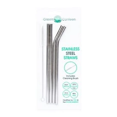 Stainless Steel Straws 4-Pack With Cleaning Brush