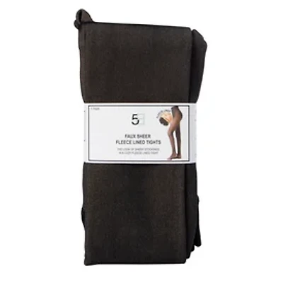 Faux Sheer Fleece-Lined Tights