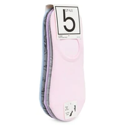 Ladies No-Show Socks 5-Pack - Pink & Gray