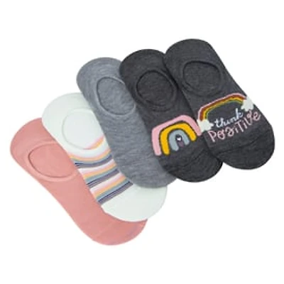 5-Pack Ladies No-Show Sneaker Socks - Think Positive