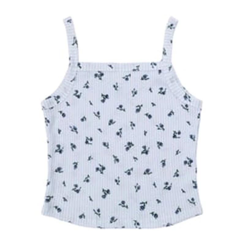 Juniors Floral Rib Tank Top
