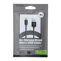 4ft Chrome Braided Micro-USB Cable