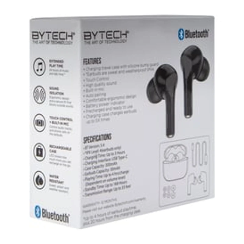 24-Hour True Wireless Earbuds With Mic & Case