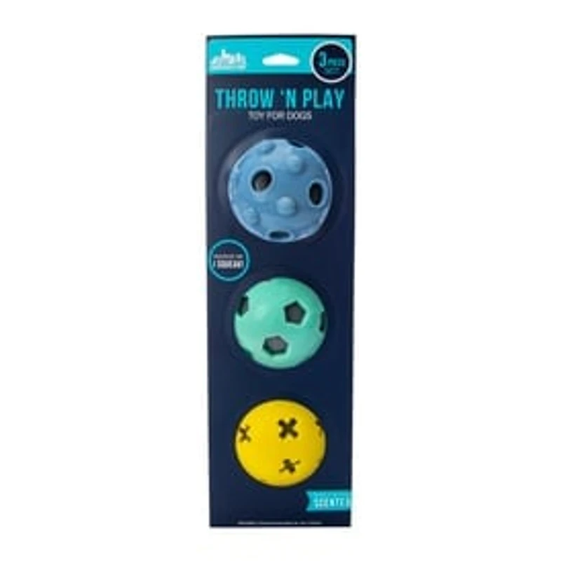 Scented Squeaker Ball Dog Toy 3-Count