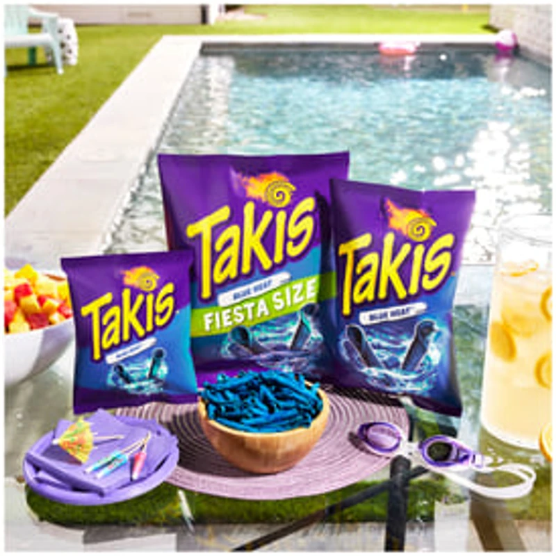 Takis Blue Heat Rolled Tortilla Chips, Hot Chili Pepper Artificially Flavored, 9.9oz Bag