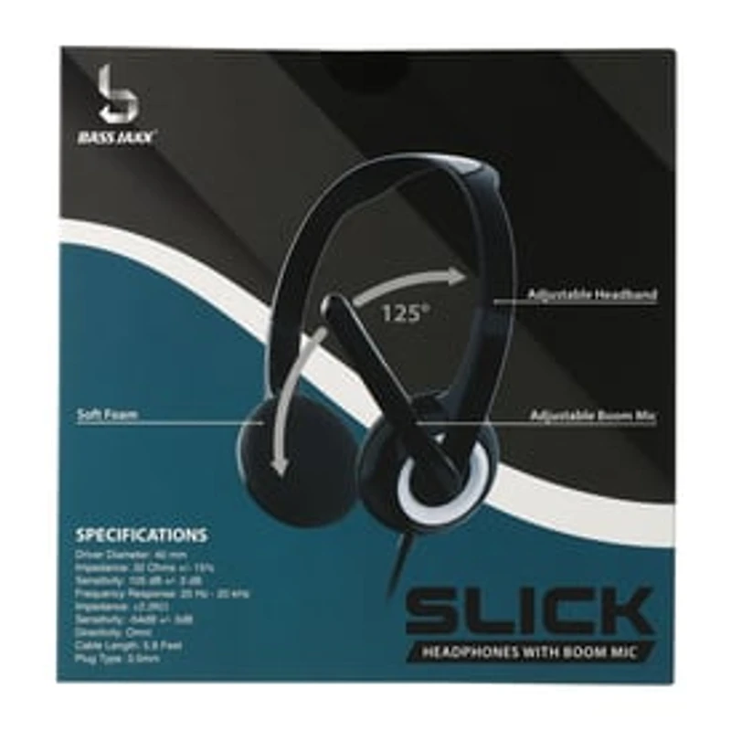 Slick Wired Headset With Boom Mic