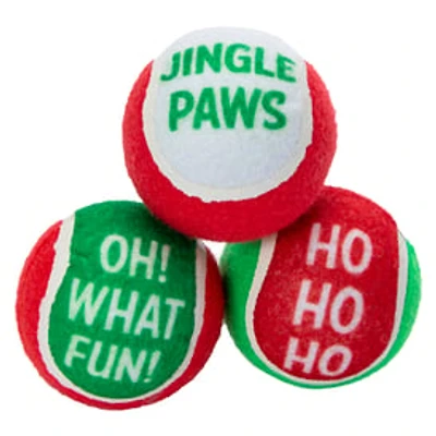 Christmas Tennis Balls Dog Toys 3-Count