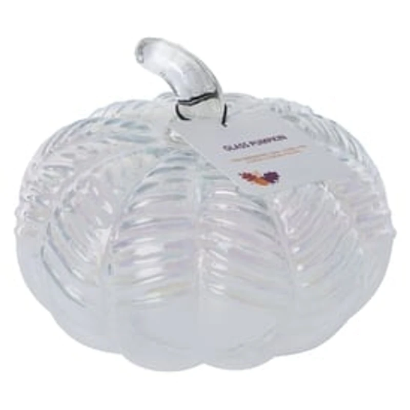 Etched Glass Pumpkin Decoration 6in