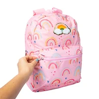 Printed Backpack With Fuzzy Patch 16in