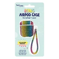 Bling Case With Wristlet For Airpods® 1 & 2 - Rainbow