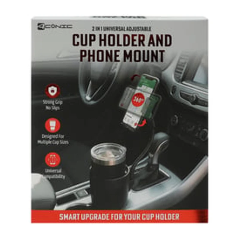 Car Cup Holder & Phone Mount 2-In-1 Set