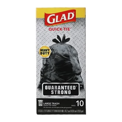 Glad® 30-Gallon Quick-Tie Heavy Duty Trash Bags 10-Count