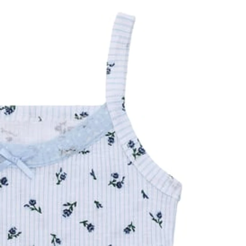 Juniors Floral Rib Tank Top