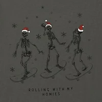 Skateboarding Santa Skeleton Graphic Tee
