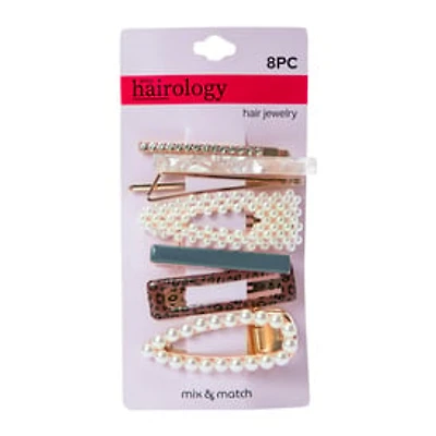 Assorted Fashion Jewelry Hair Clips 8-Count