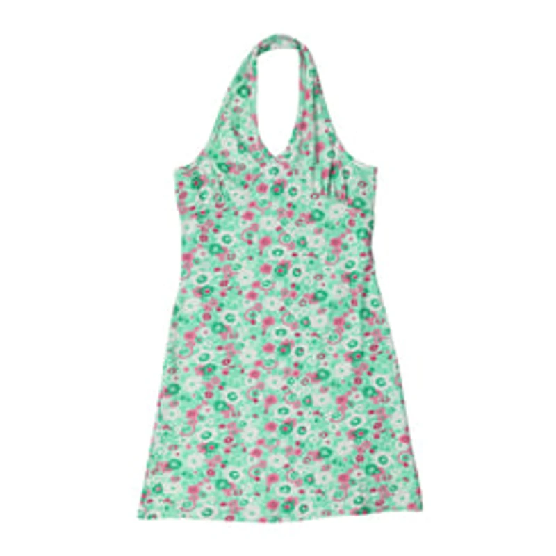 Green Floral Halter Dress