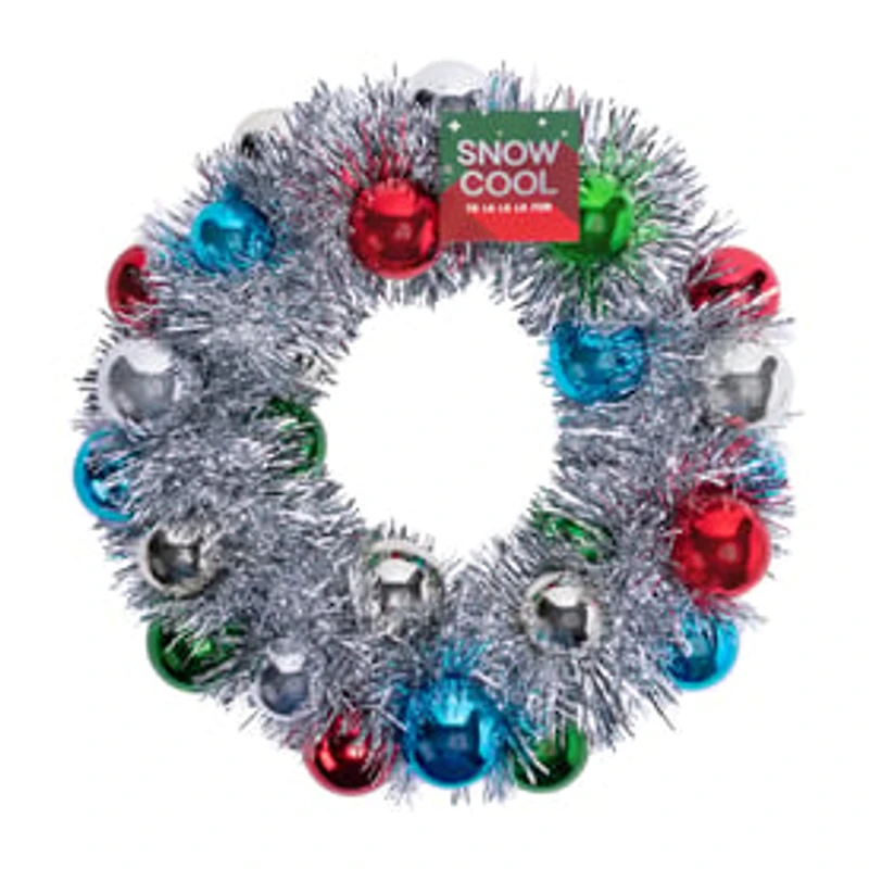 Christmas Tinsel Wreath W/ Ornament
