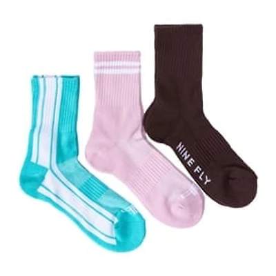 Juniors Nine Fly Performance Shortie Crew Socks 3-Pairs