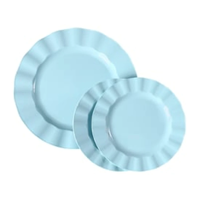 Blue Plastic Plate Set 20-Pack