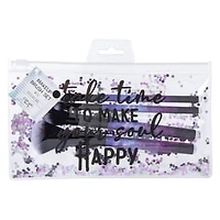 4-Piece Pink Glitter Makeup Brush Set & Travel Pouch