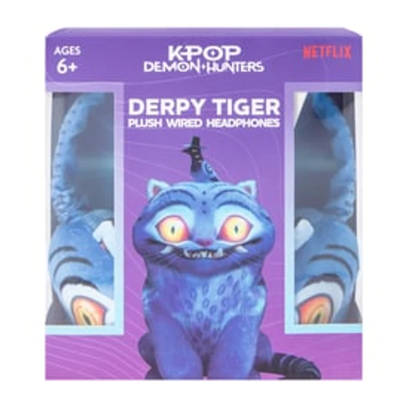KPop Demon Hunters Derpy Tiger Plush Wired Headphones