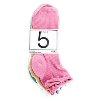 Lettuce Edge Ankle Socks 5-Pack, Assorted Colors