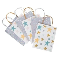Medium Kraft Paper Gift Bags 6-Count 10in x 8in - Star Confetti