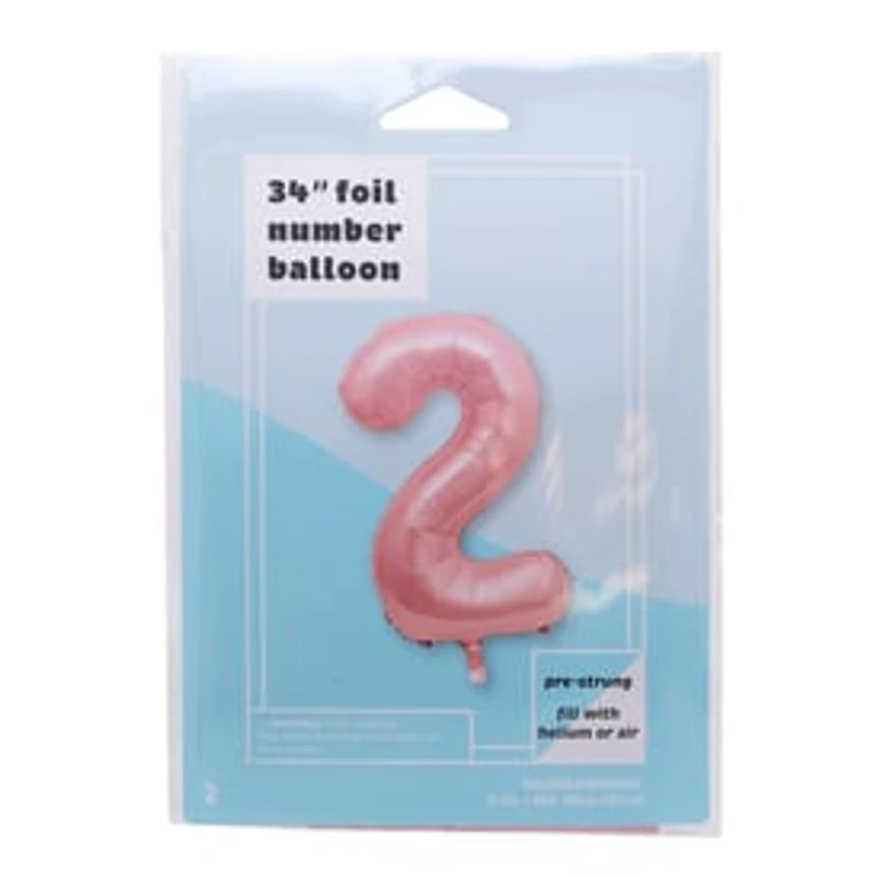 INFLATED Rose Gold Number Foil Balloon 34in