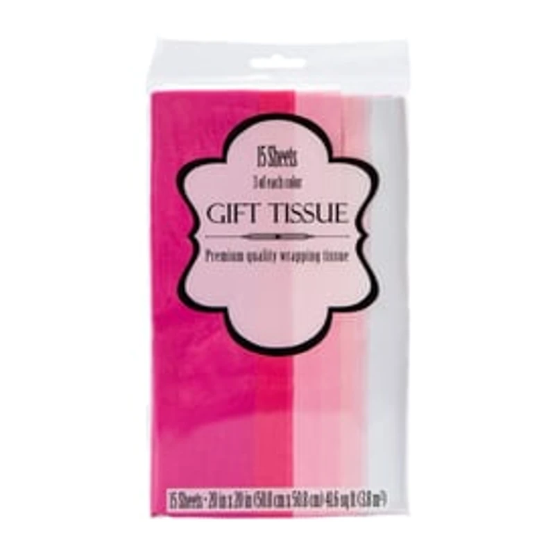 Pink Shades Gift Wrapping Tissue Paper 15-Count